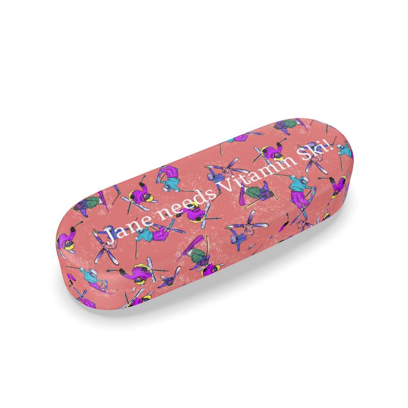 Glasses Case & Cleaning Cloth Ski Skier Freestyle Snow Sports - Orange