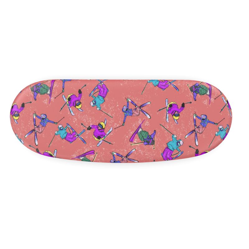 Glasses Case & Cleaning Cloth Ski Skier Freestyle Snow Sports - Orange