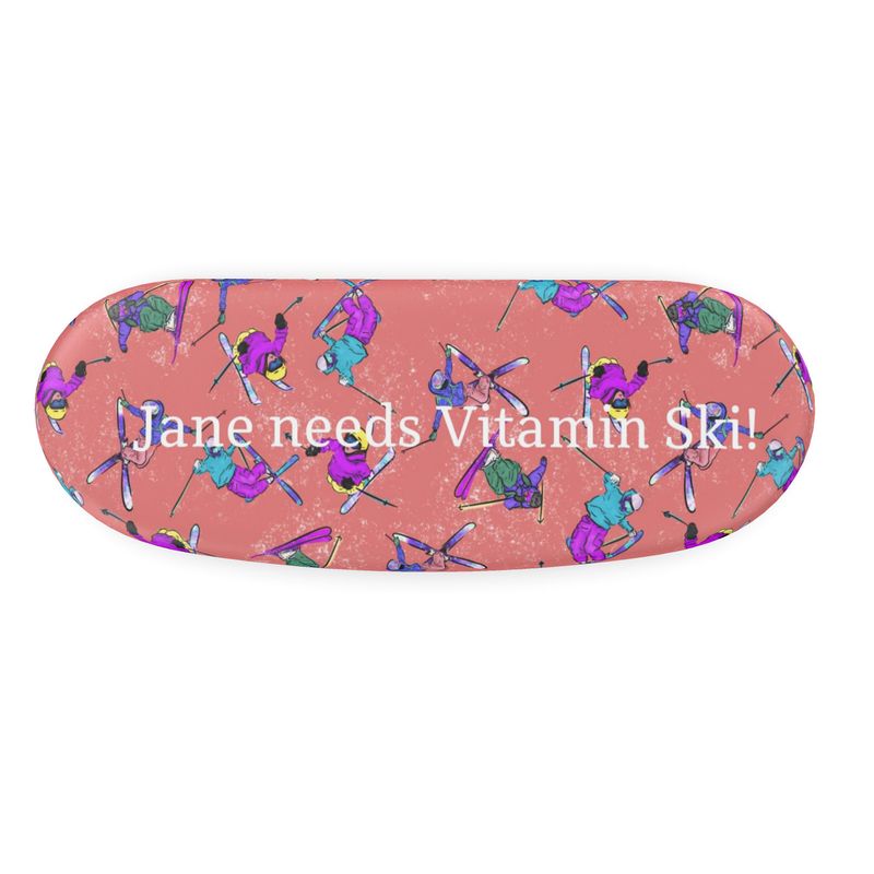 Glasses Case & Cleaning Cloth Ski Skier Freestyle Snow Sports - Orange