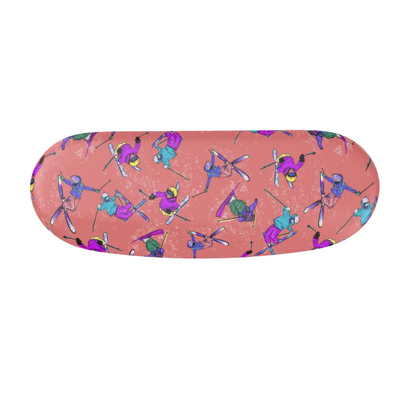 Glasses Case & Cleaning Cloth Ski Skier Freestyle Snow Sports - Orange