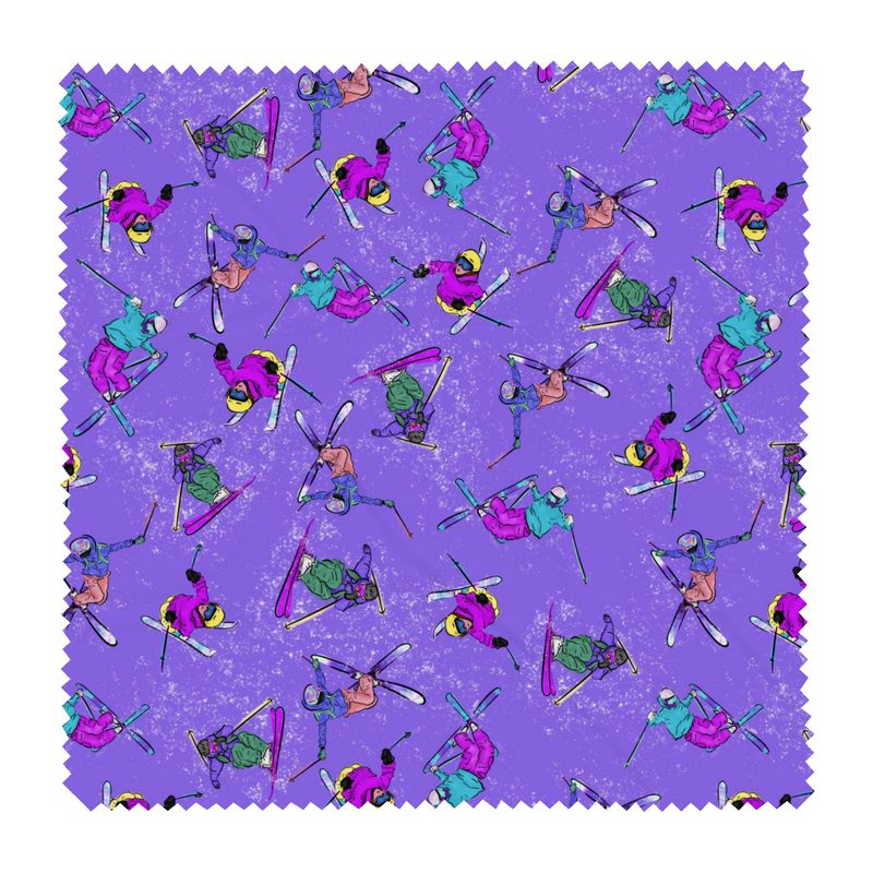 Glasses Case & Cleaning Cloth Ski Skier Freestyle Snow Sports - Purple
