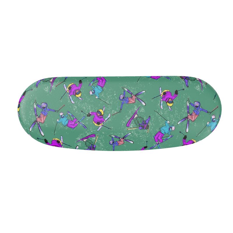 Glasses Case & Cleaning Cloth Ski Skier Freestyle Snow Sports - Green
