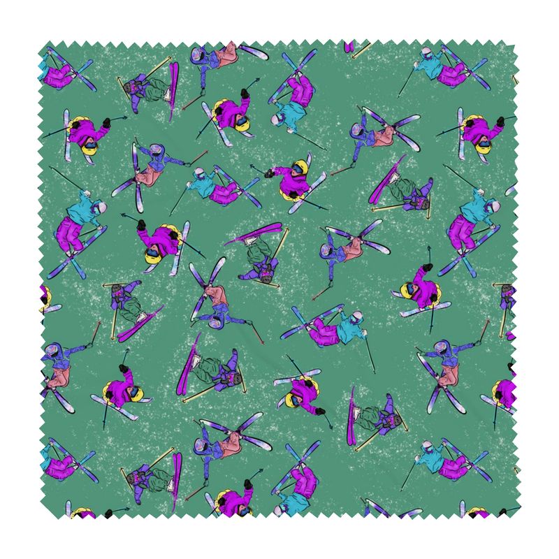 Glasses Case & Cleaning Cloth Ski Skier Freestyle Snow Sports - Green