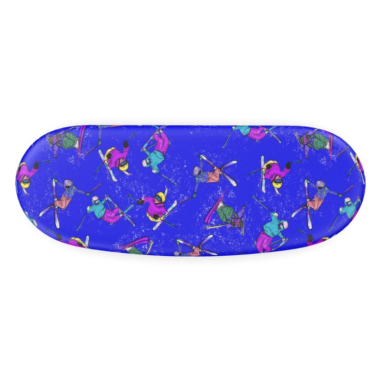 Glasses Case & Cleaning Cloth Ski Skier Freestyle Snow Sports - Blue