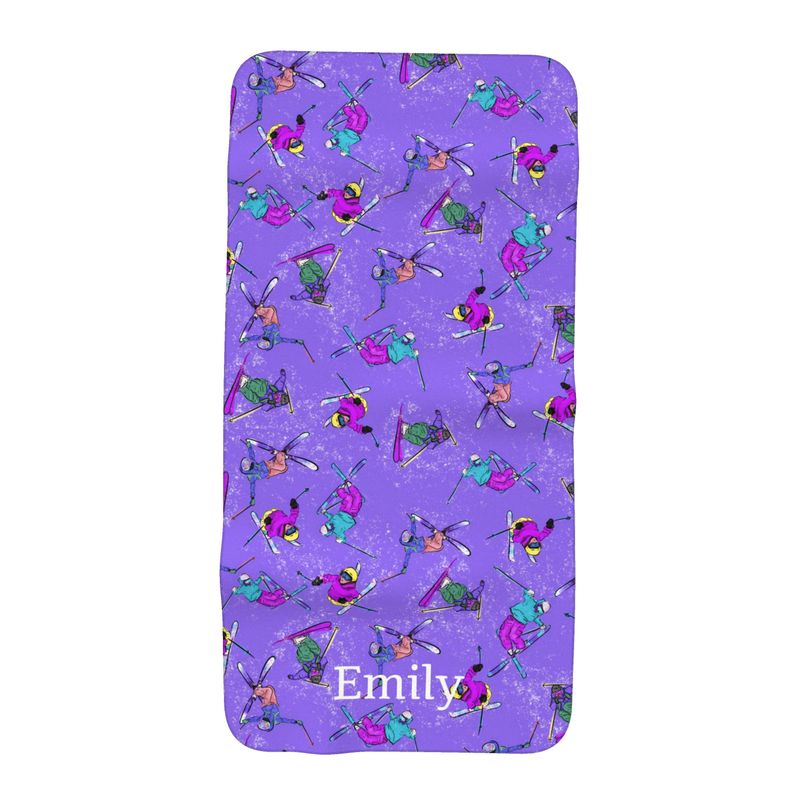 Microfibre Beach Towel Ski Skier Freestyle Snow Sports - Purple