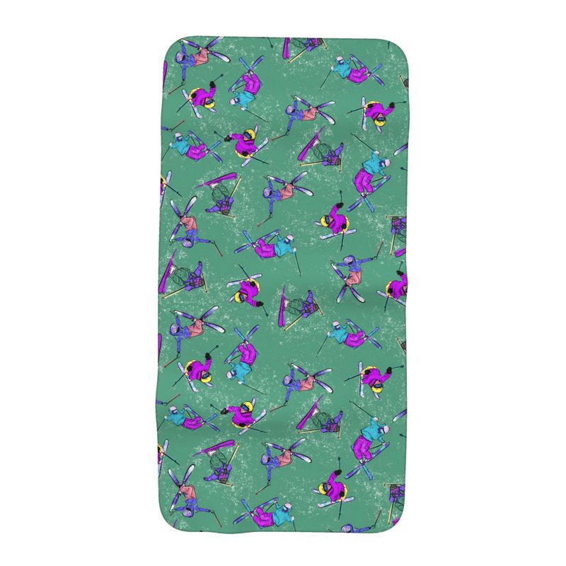 Microfibre  Beach Towel Ski Skier Freestyle Snow Sports - Green