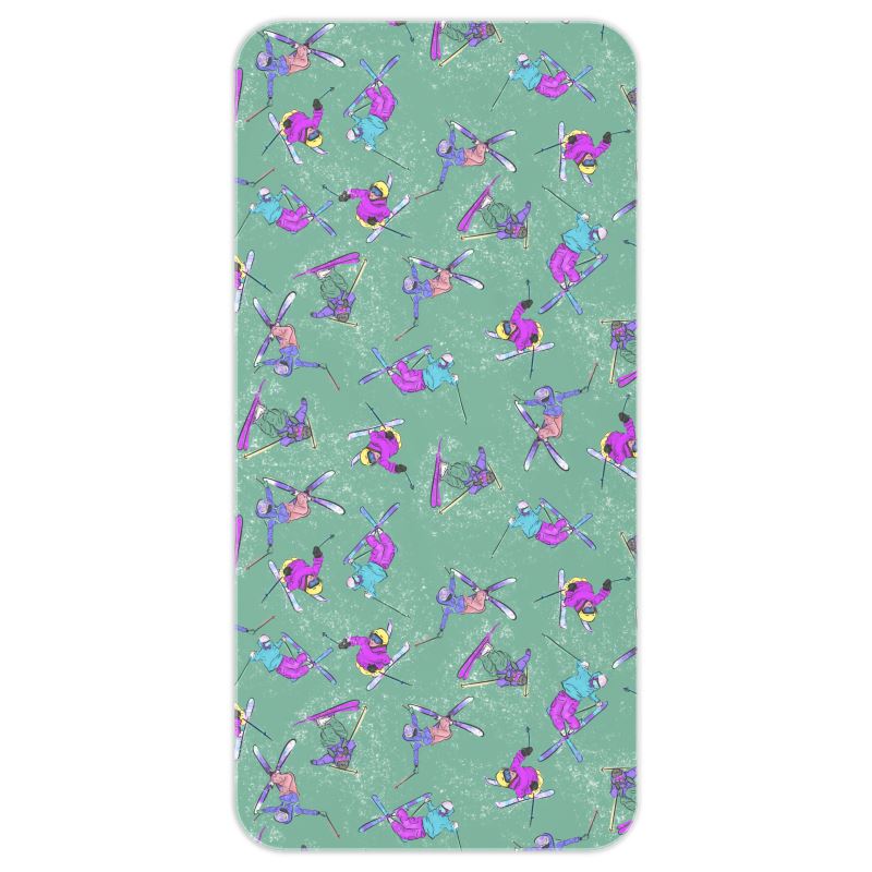 Microfibre  Beach Towel Ski Skier Freestyle Snow Sports - Green