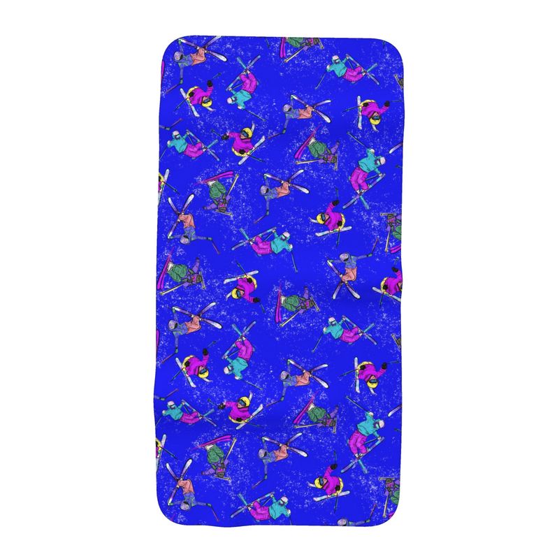 Microfibre Beach Towel Ski Skier Freestyle Snow Sports - Blue