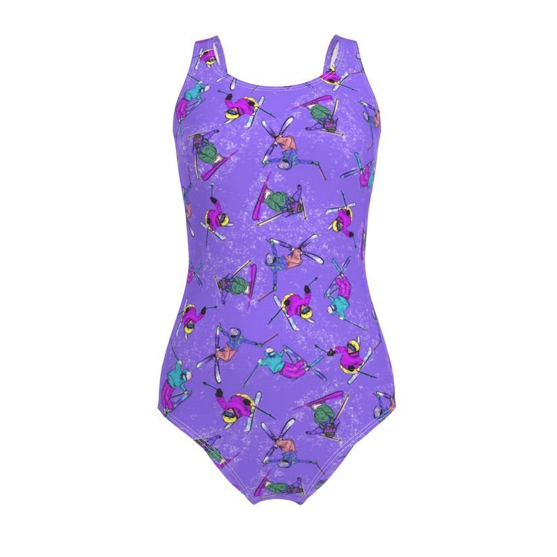 Ladies Swimsuit Ski Skier Freestyle Snow Sports - Purple