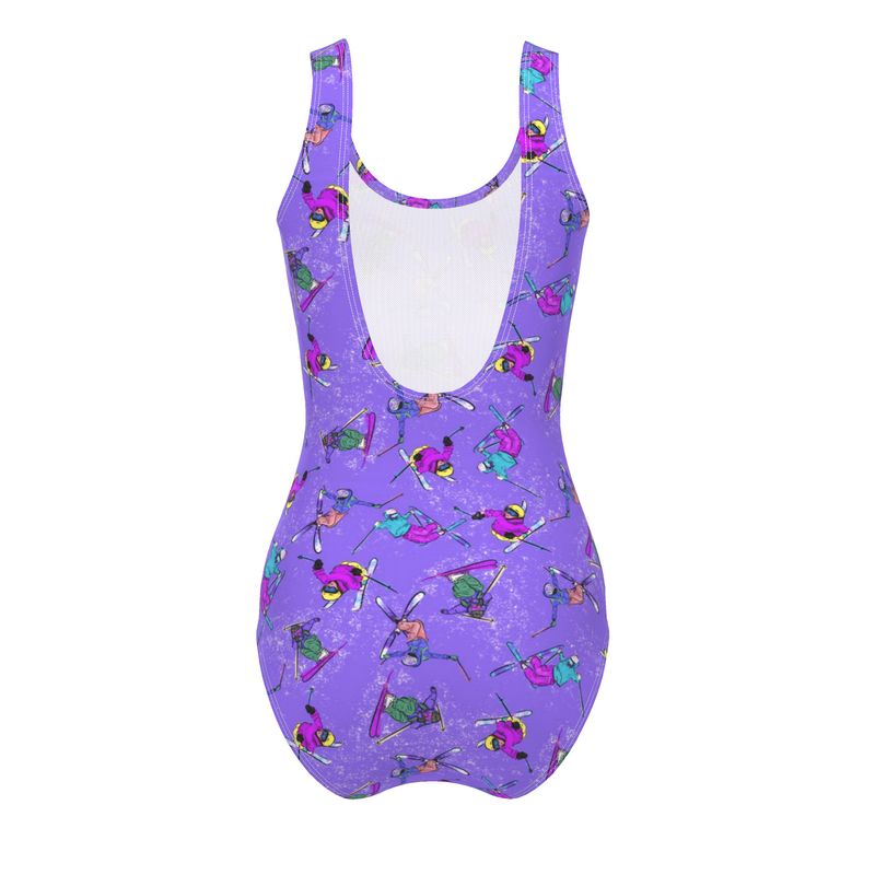Ladies Swimsuit Ski Skier Freestyle Snow Sports - Purple