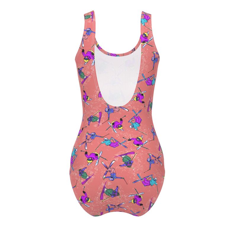 Ladies Swimsuit Ski Skier Freestyle Snow Sports - Orange