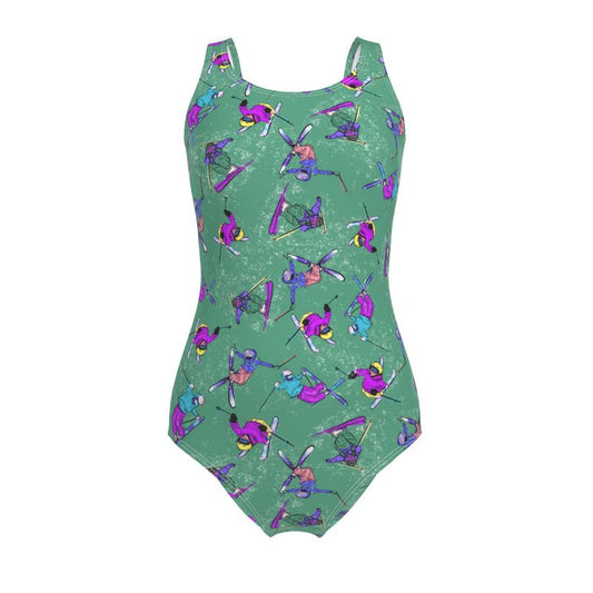 Ladies Swimsuit Ski Skier Freestyle Snow Sports - Green
