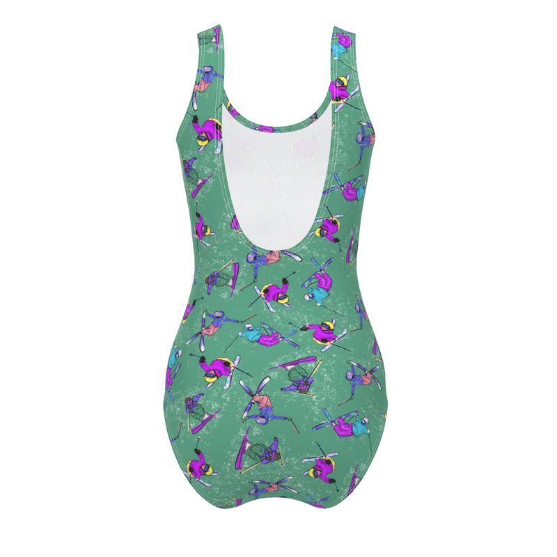 Ladies Swimsuit Ski Skier Freestyle Snow Sports - Green