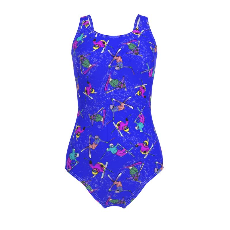 Ladies Swimsuit Ski Skier Freestyle Snow Sports - Blue