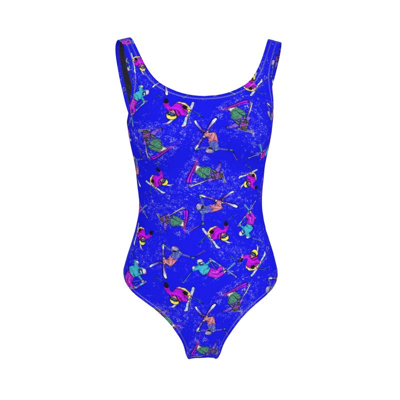 Ladies Swimsuit Ski Skier Freestyle Snow Sports - Blue