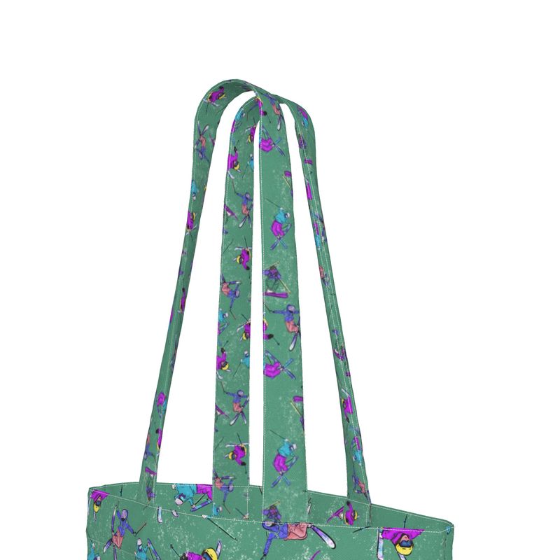 Everyday Tote Bag with Gusset Ski Skier Freestyle Snow Sports - Green