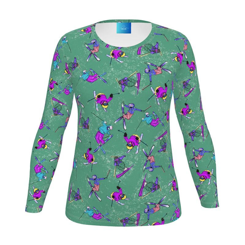 Ladies Sports Breathable Base Layer Long Sleeve Top Ski Skier - Green