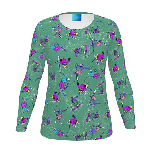 Ladies Sports Breathable Base Layer Long Sleeve Top Ski Skier - Green