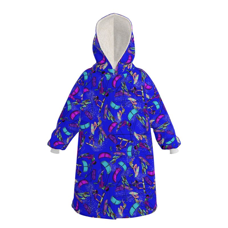 Waterproof Changing Dry Robe Kitesurfer Girl Freestyle Jumping - Blue
