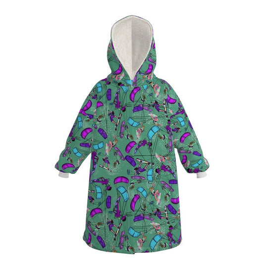 Waterproof Changing Dry Robe Kitesurfer Girl Freestyle Jumping - Green