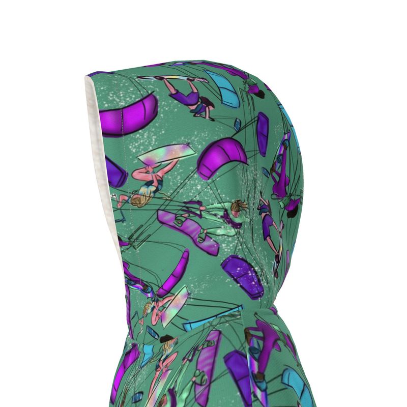 Waterproof Changing Dry Robe Kitesurfer Girl Freestyle Jumping - Green