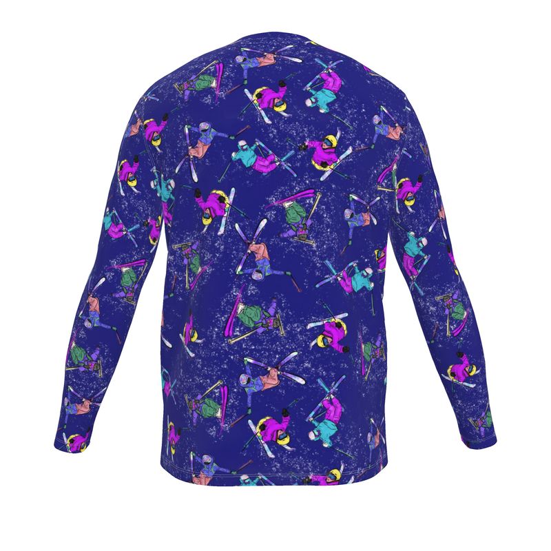 Mens Sports Breathable base Layer Long Sleeve Top Ski Skier -Navy Blue