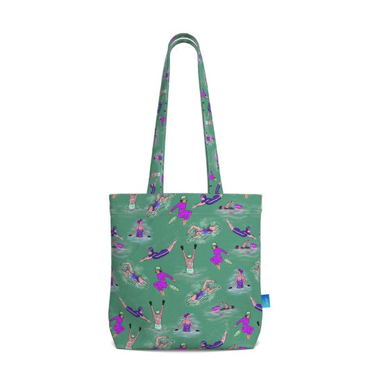 Everyday Tote Bag with Gusset wild swimmer cold water swim - Green