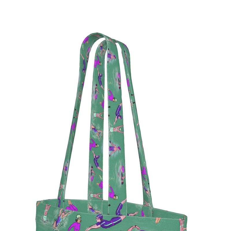 Everyday Tote Bag with Gusset wild swimmer cold water swim - Green