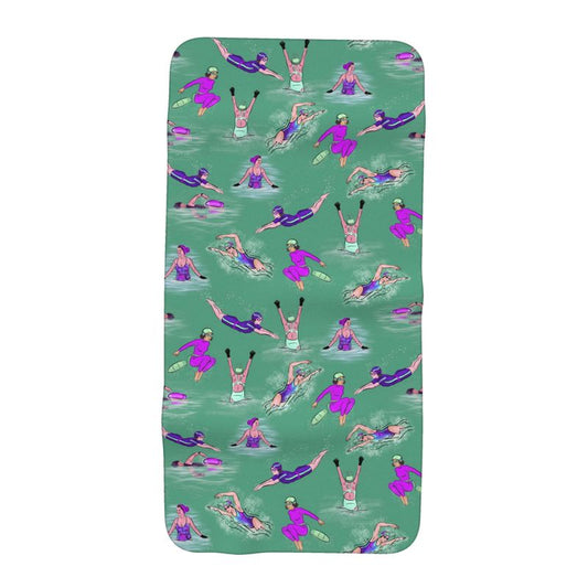Microfibre  Beach Towel Wild Swimmer Cold Water Swim - Green