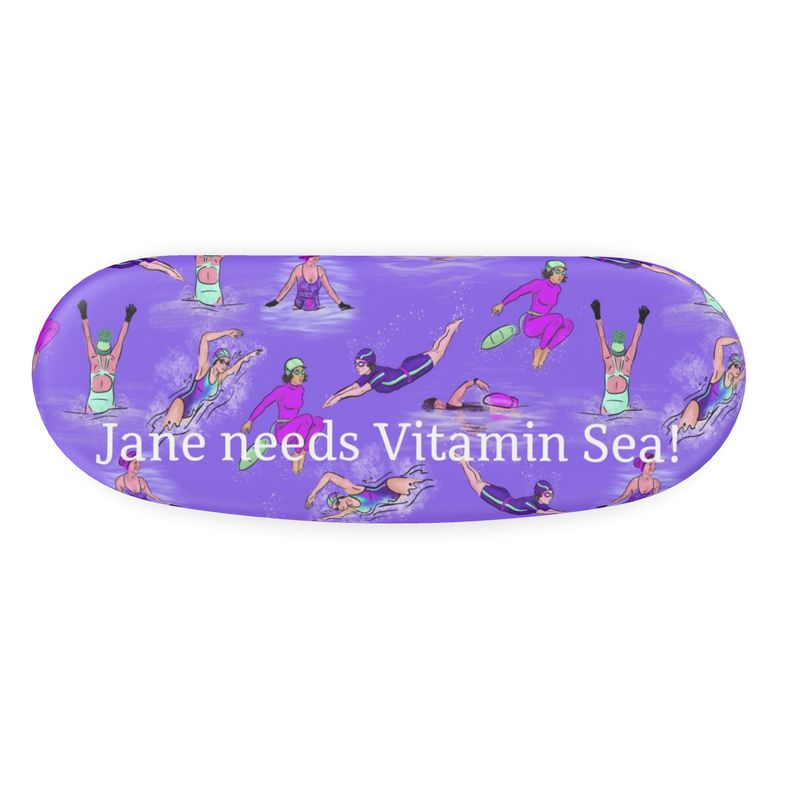 Glasses Case & Cleaning Cloth Wild Swimmer Cold Water Swim - Purple