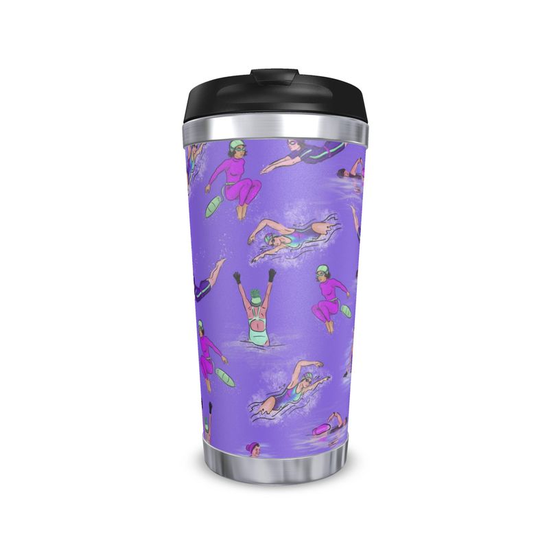 Travel Mug wild swimming cold water swim - Purple