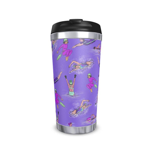 Travel Mug wild swimming cold water swim - Purple