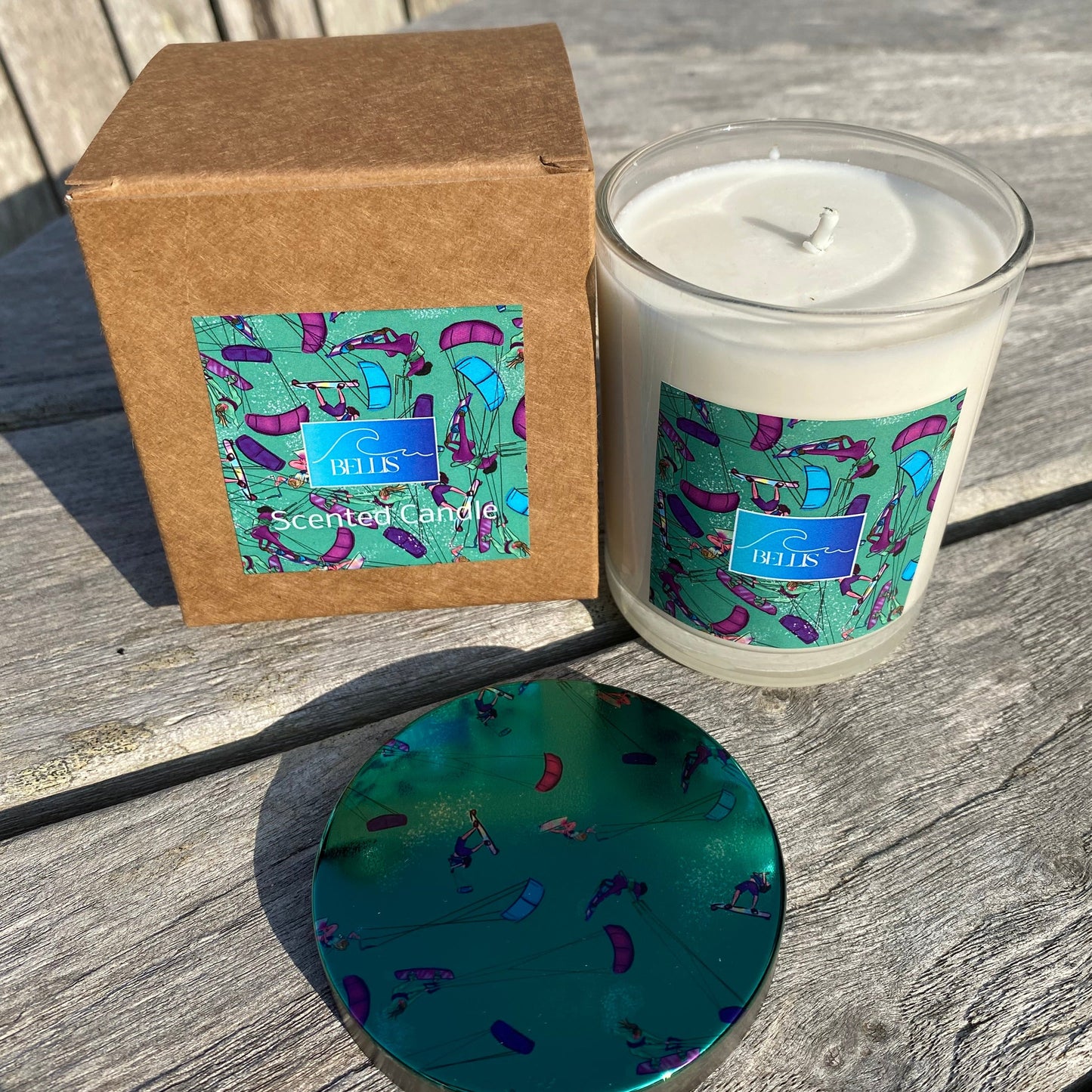 Scented Candle Ski Skier Freestyle Snow Sports - Blue