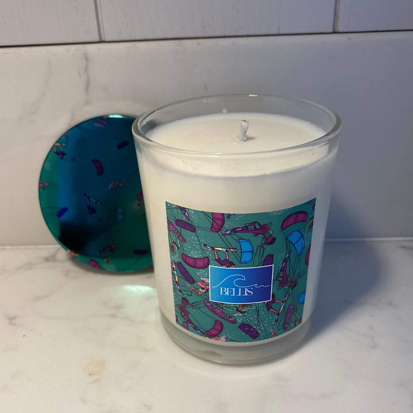 Scented Candle Ski Skier Freestyle Snow Sports - Blue