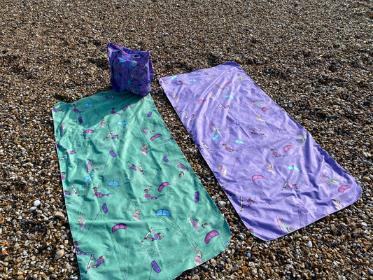 Microfibre Beach Towel Ski Skier Freestyle Snow Sports - Purple