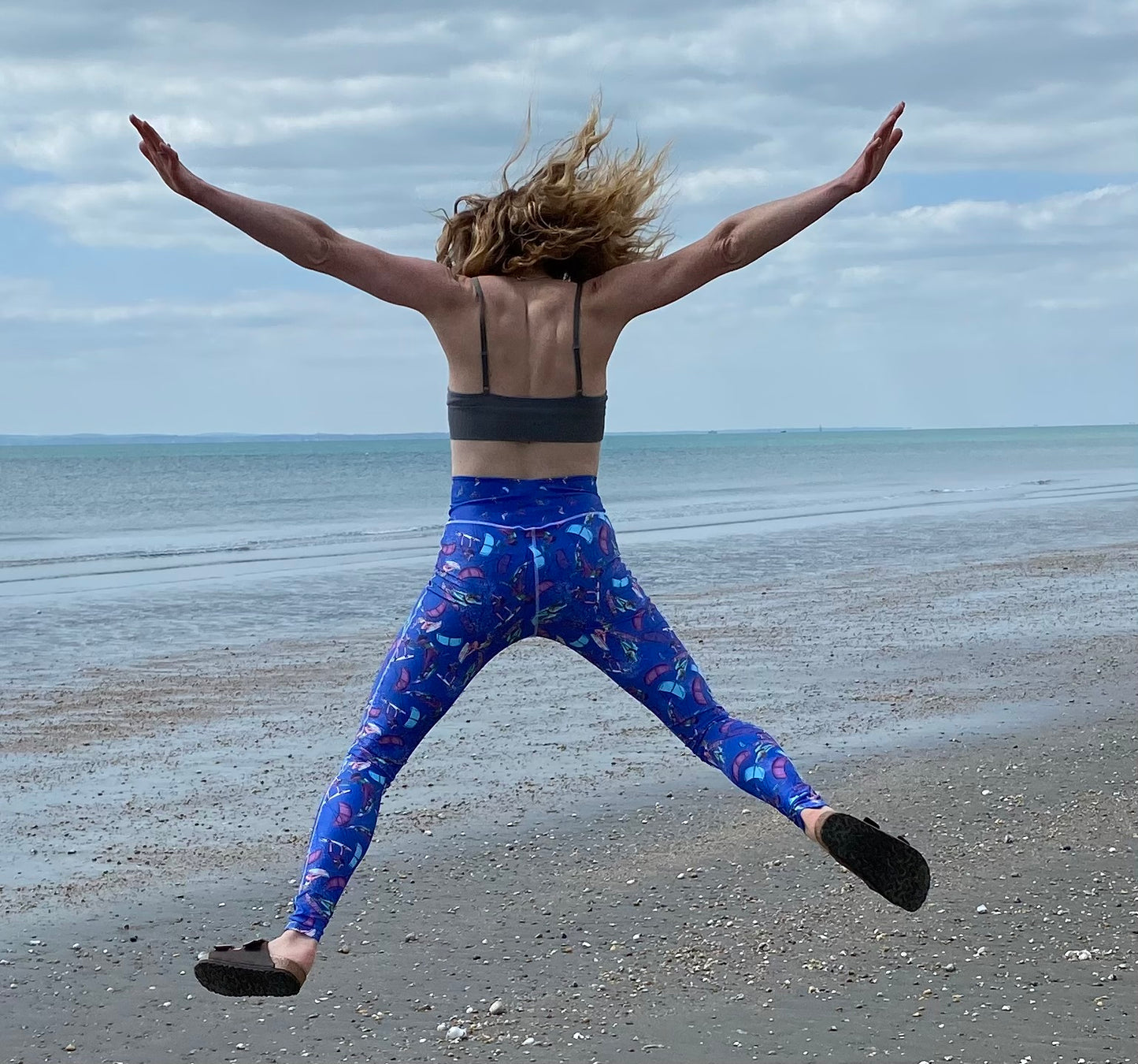 Ladies Flex Sports Lycra High Waisted Leggings Kitesurfer - Purple