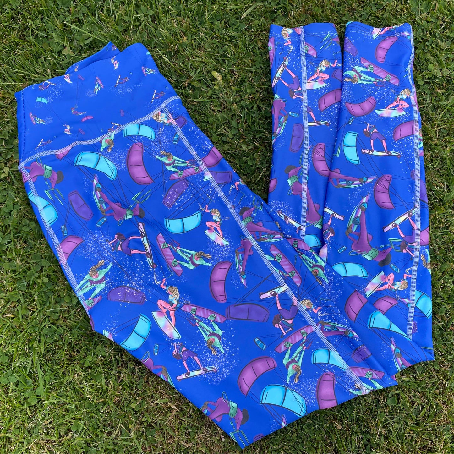 Blue high waist, full length leggings (old design on waist)