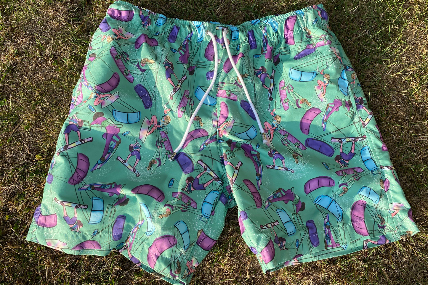 Green men's swim shorts