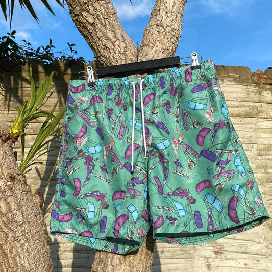 Green men's swim shorts