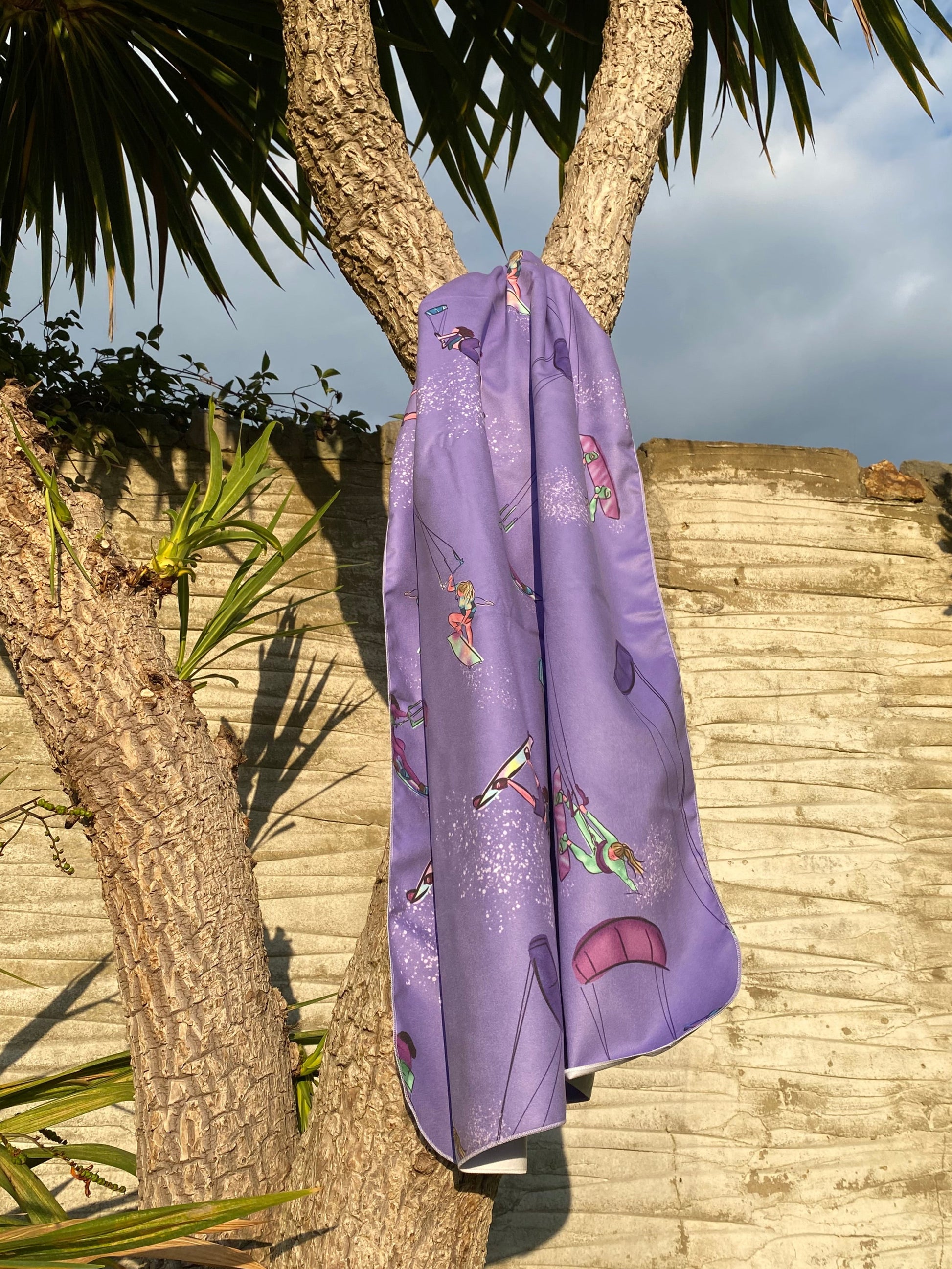 Purple microfibre beach towel